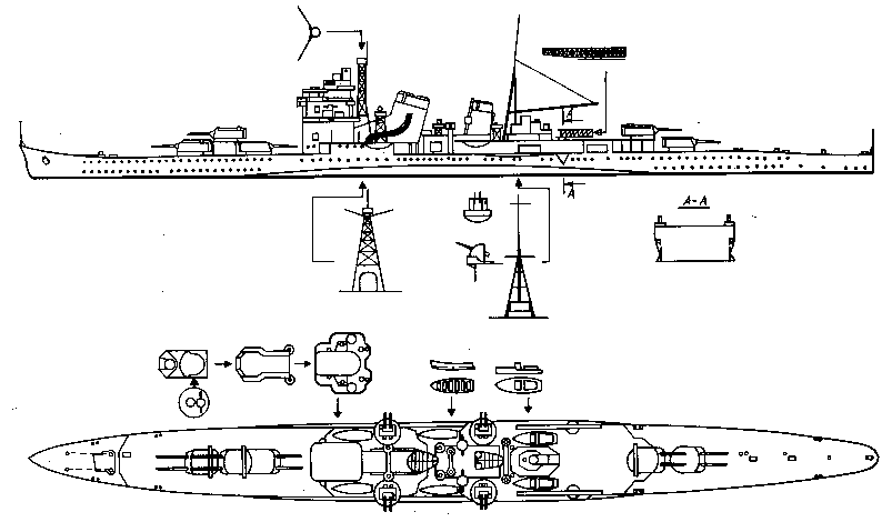 чертеж японского крейсера